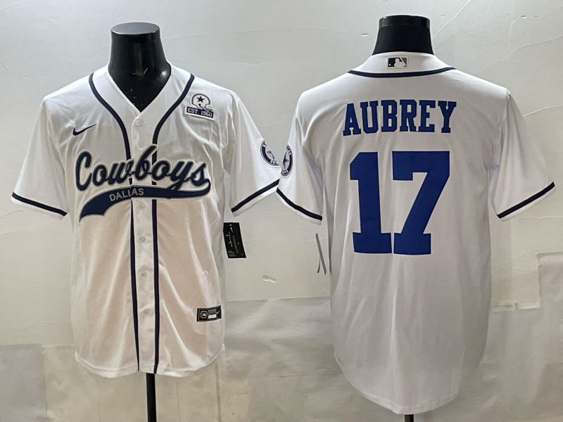 Men 2025 Dallas Cowboys #17 Aubrey white Joint Name Nike Limited NFL Jersey style 06